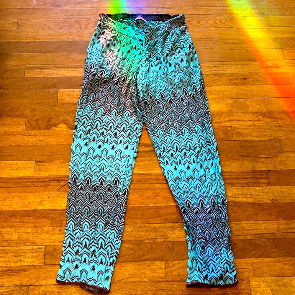 Missoni knitted mesh pant size 42 teal and dark brown